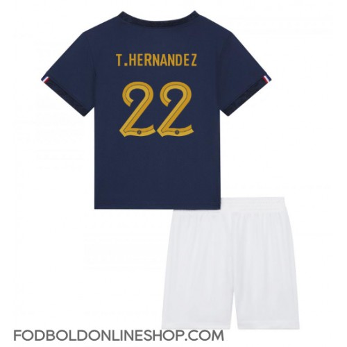 Frankrig Theo Hernandez #22 Hjemme Trøje Børn VM 2022 Kortærmet (+ Korte bukser)